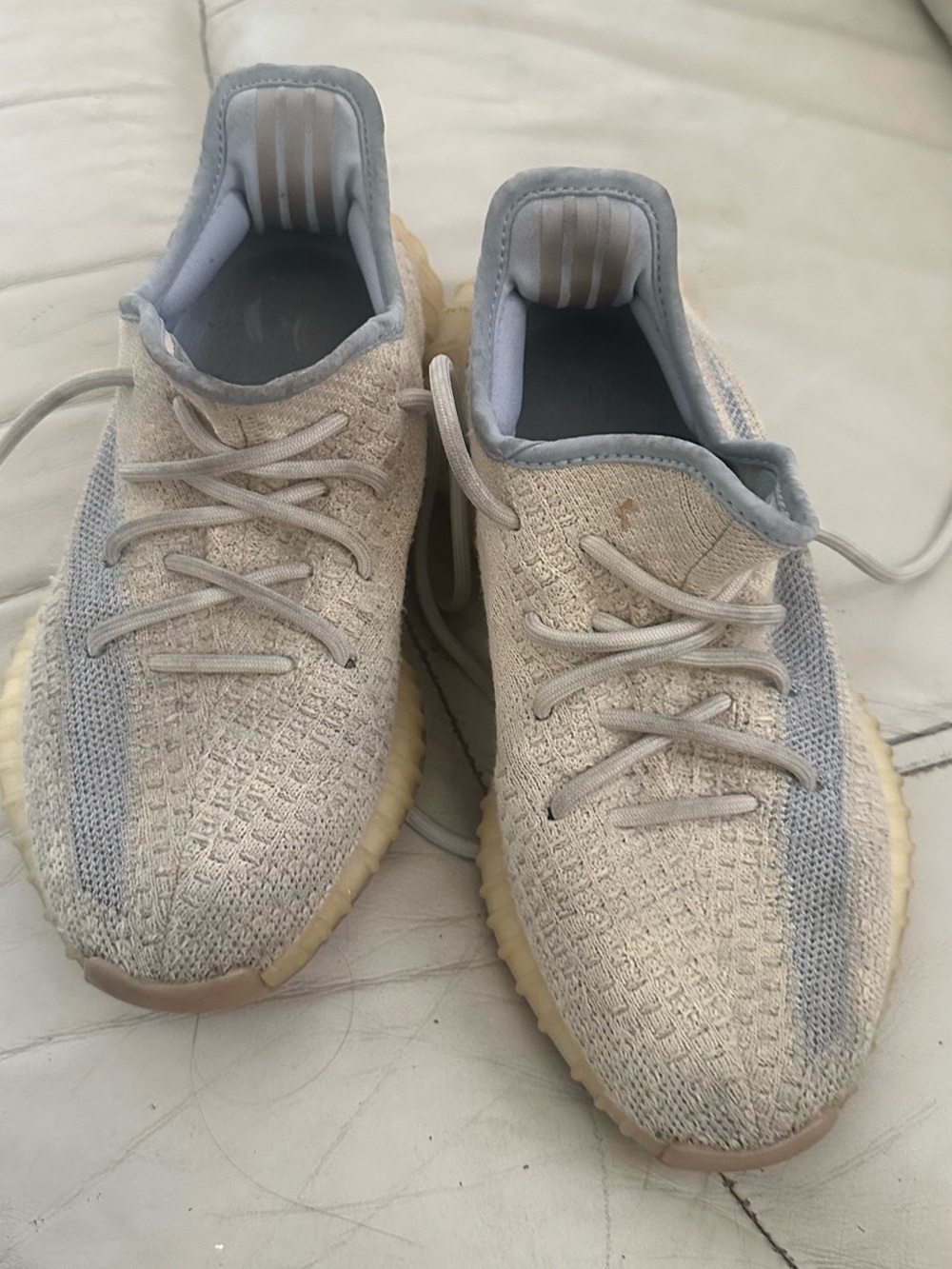 Yeezy Athletic Shoes in Cream and Light Blue